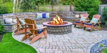 Landscape Design with Paver Patio, Fire Pit, Retaining Wall, Outdoor ...